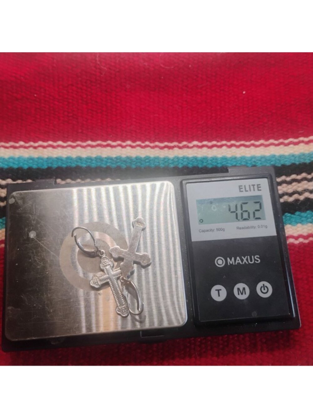 925 Sterling Silver Cross Earrings Dangle Large Orthodox Style 1.5" Long - Picture 5 of 5